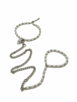 Black cat ear collar with silver bell and detachable metal leash