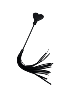 Black heart-shaped spanking crop with tassel whip for sensual impact play